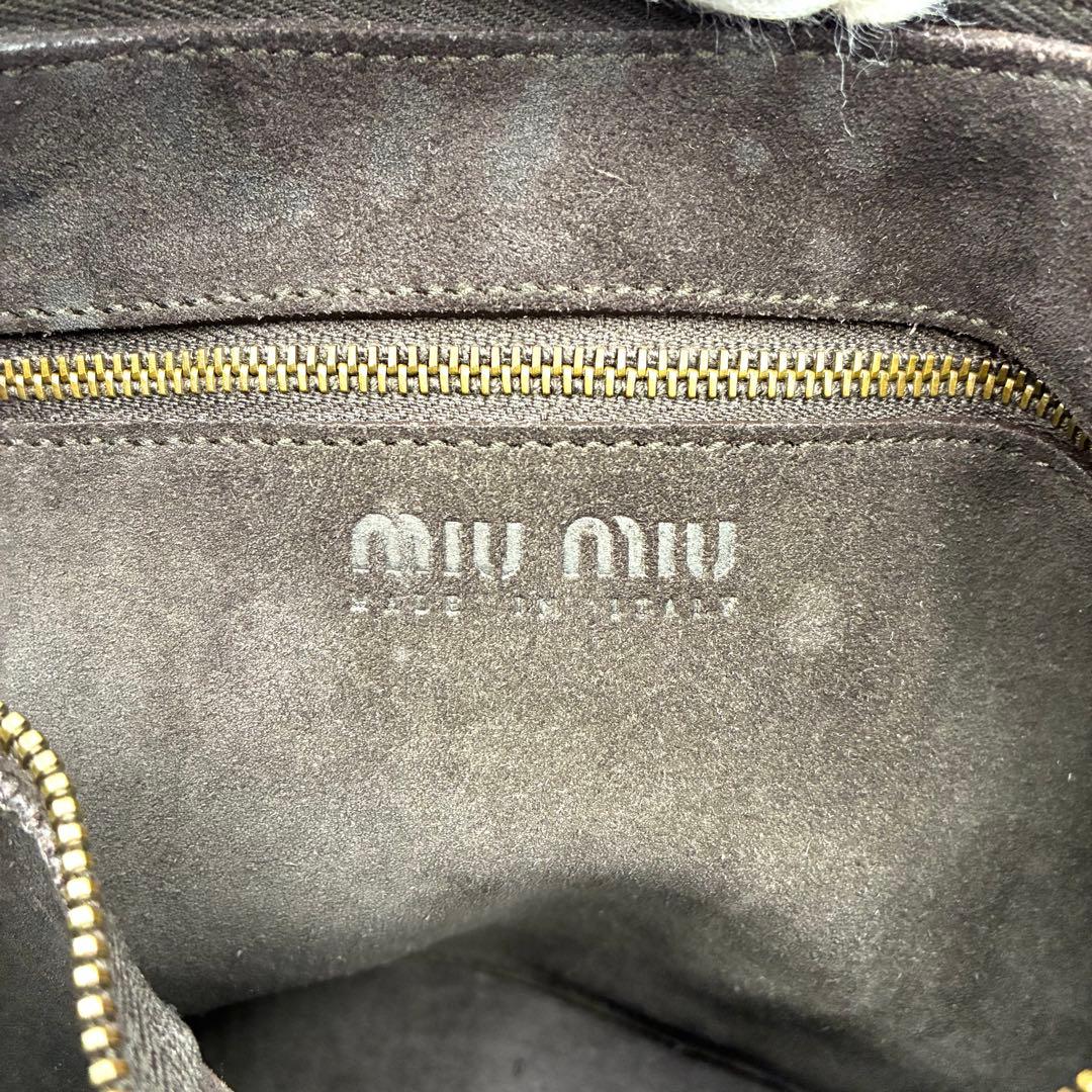 希少 ミュウミュウ アーカイブ ワンショルダーバッグ スエード ダークブラウン