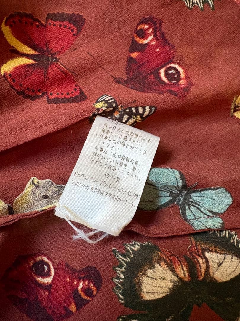 ドルチェ&ガッバーナ　蝶柄シフォン長袖シャツ