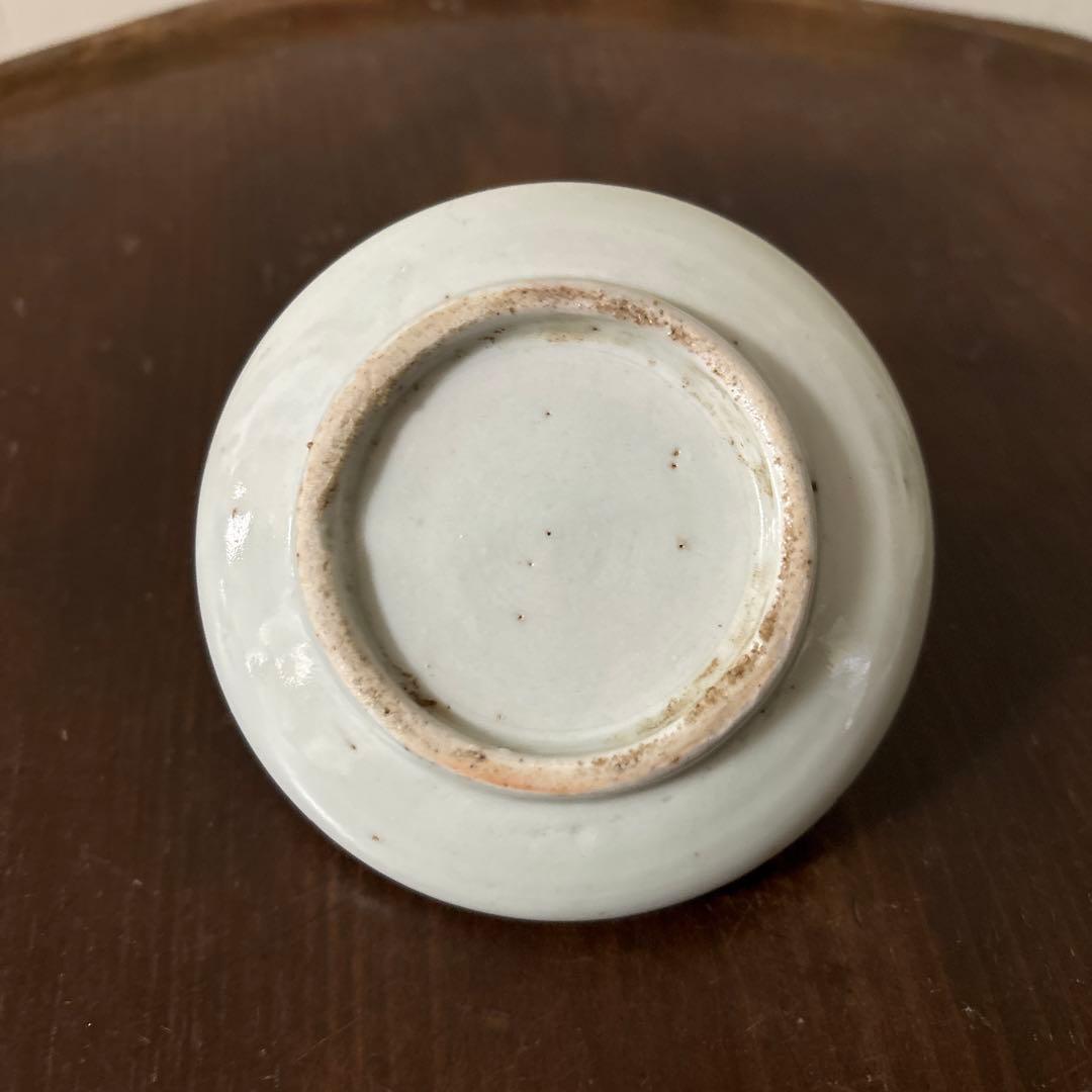 古伊万里染付タコ唐草笹紋様油壷　江戸時代　骨董　アンティーク　検:白洲正子　李朝