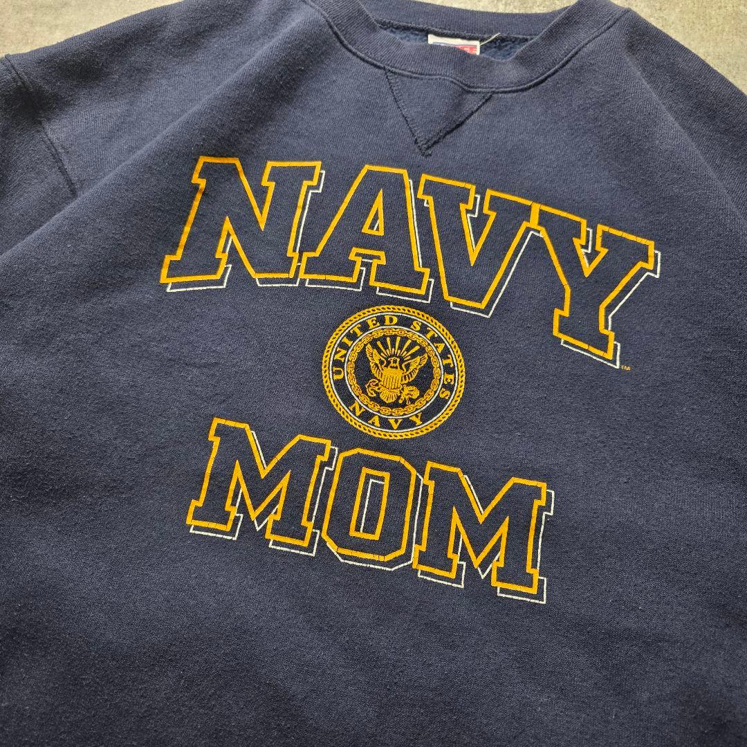90sSOFFEソフィーU.S.NAVYアメリカ海軍前Vスウェットトレーナー紺L