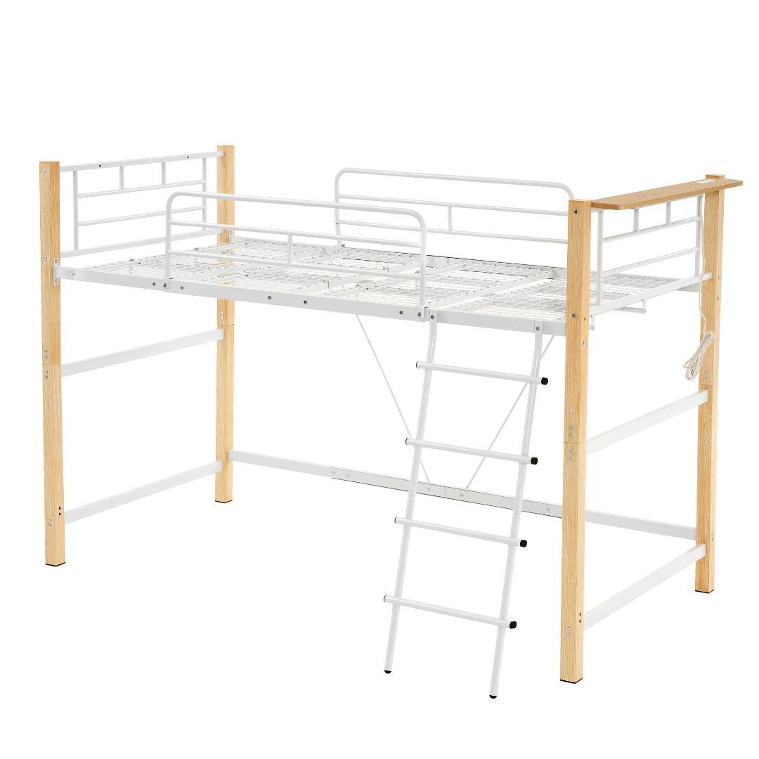 超人気！ロフトベッド【高さ130cm】収納 北欧風 大人 送料無料 WHITE