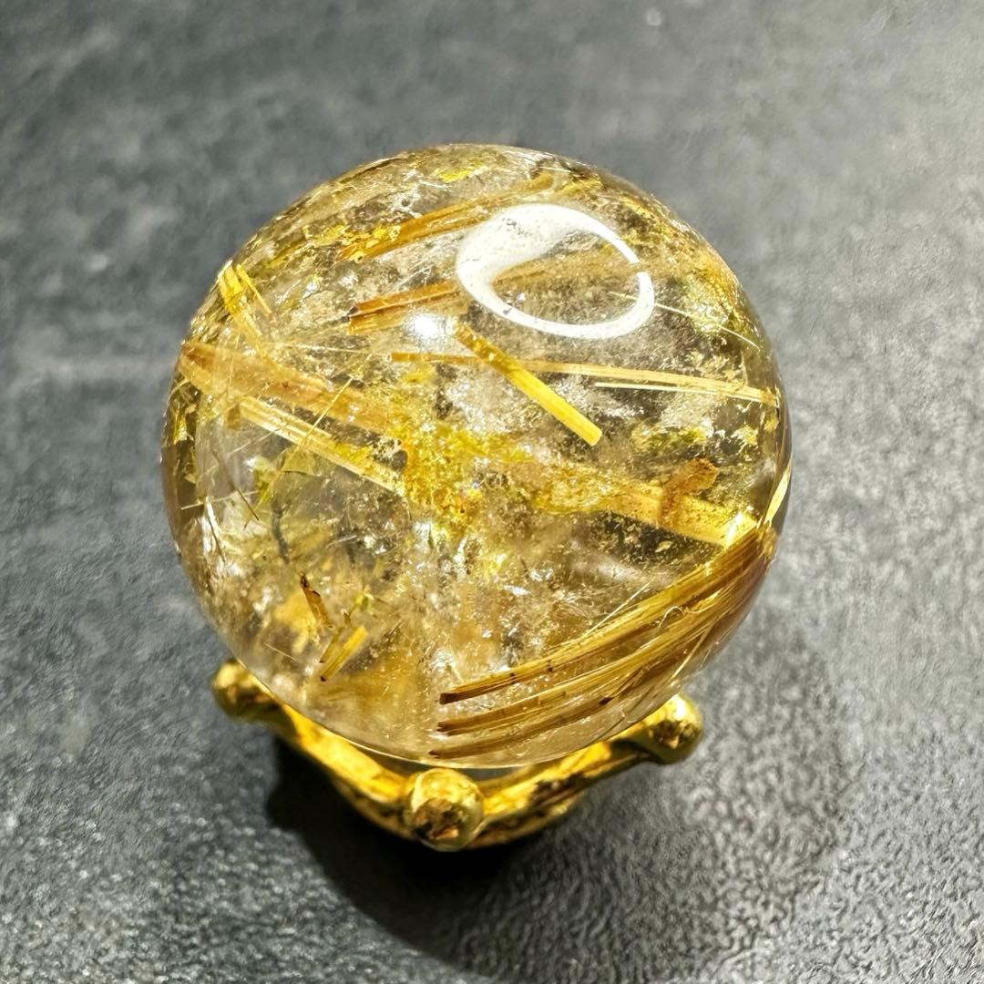 【財運・金運・事業運up❗️】レインボー☆タイチンルチル 丸玉 スフィアA1038