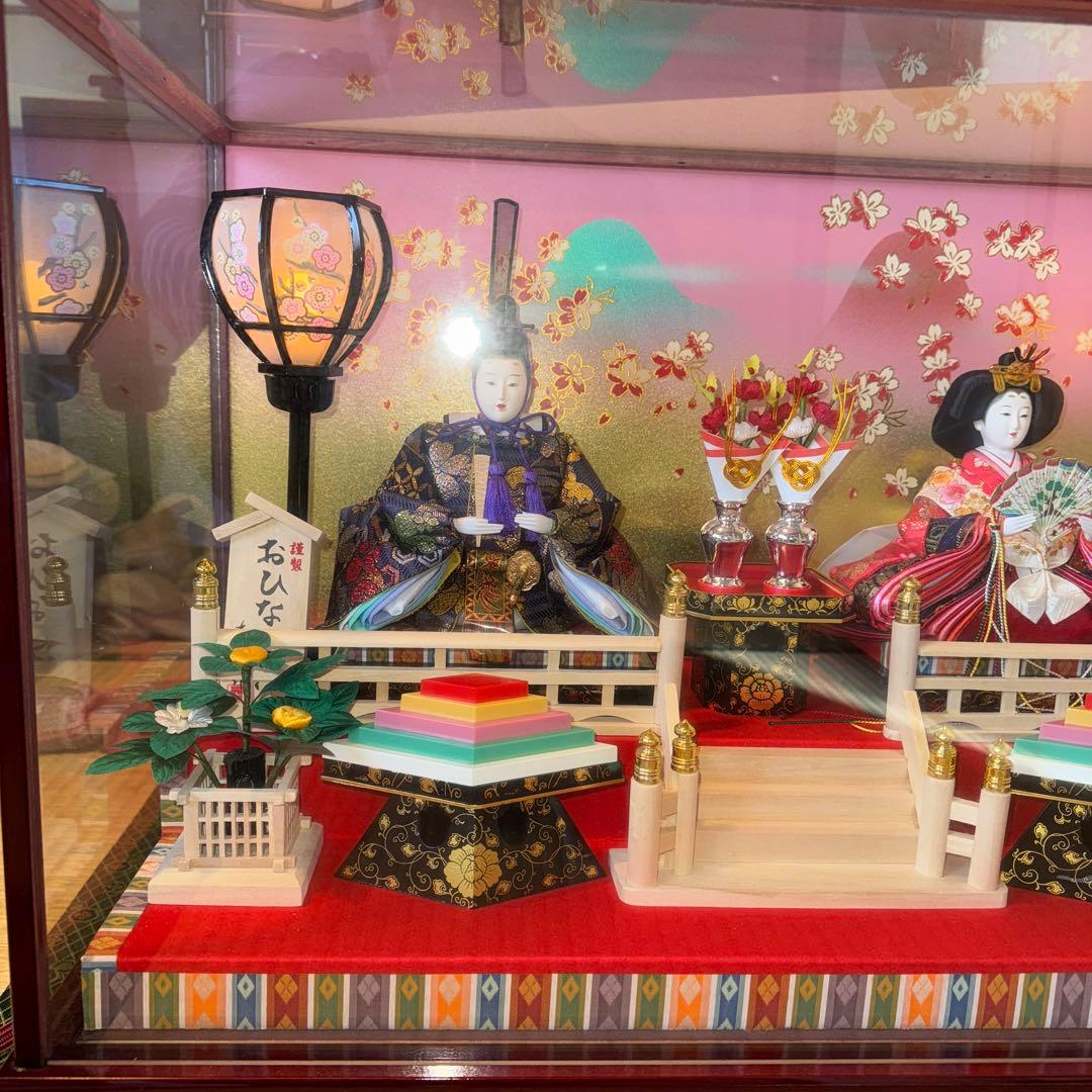 雛人形 ガラスケース入り オルゴール電気付き