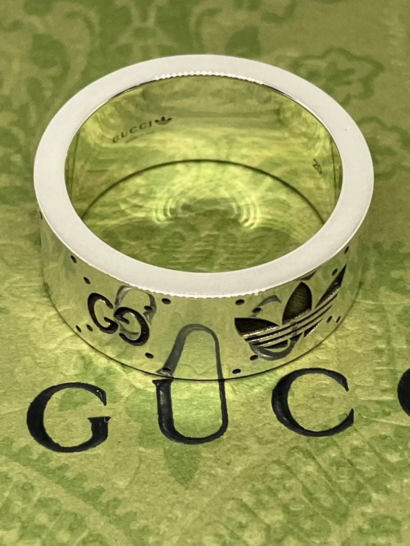 GUCCI adidas グッチ アディダス リング 銀 指輪 20号 中古