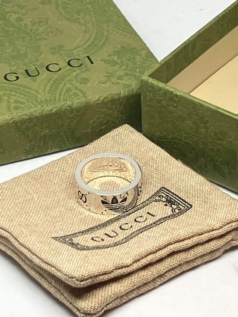 GUCCI adidas グッチ アディダス リング 銀 指輪 20号 中古