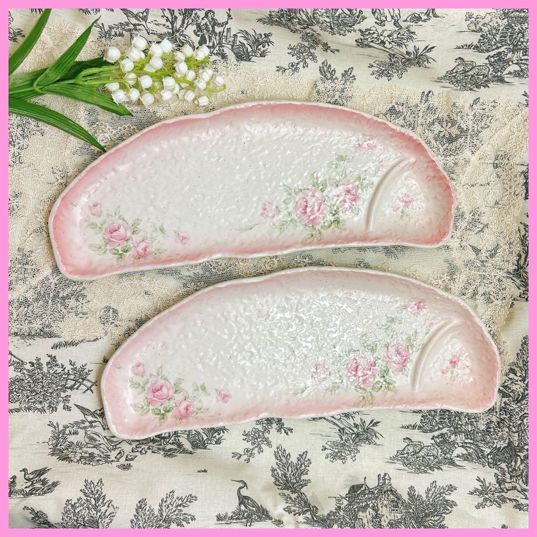 箱付新品4個セット キャサリン柄 雪粉引 高台鉢 プランドパリ/ イマン マニー