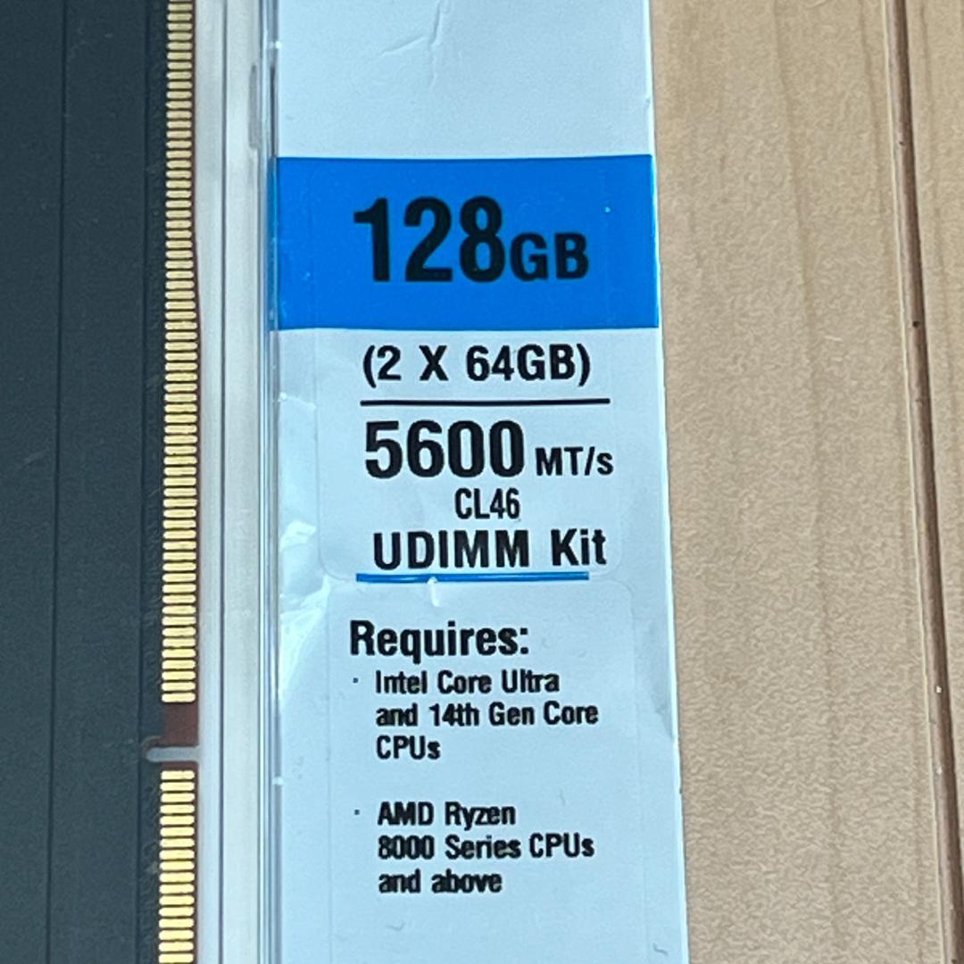 【未使用・開封跡あり】DDR5-5600メモリ64GB x2枚（Crucial）