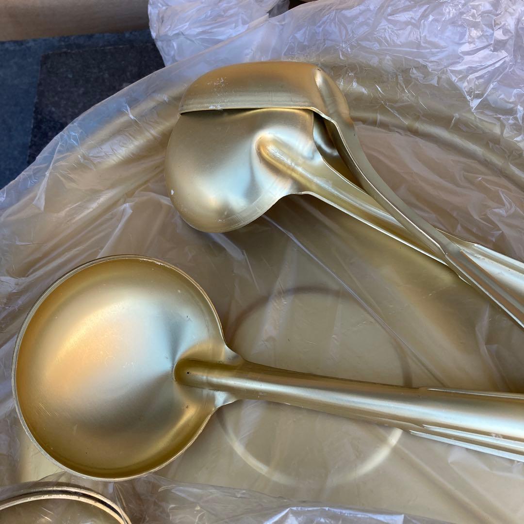 ホーロー製 ゴールド 両手鍋 おたま10本セット