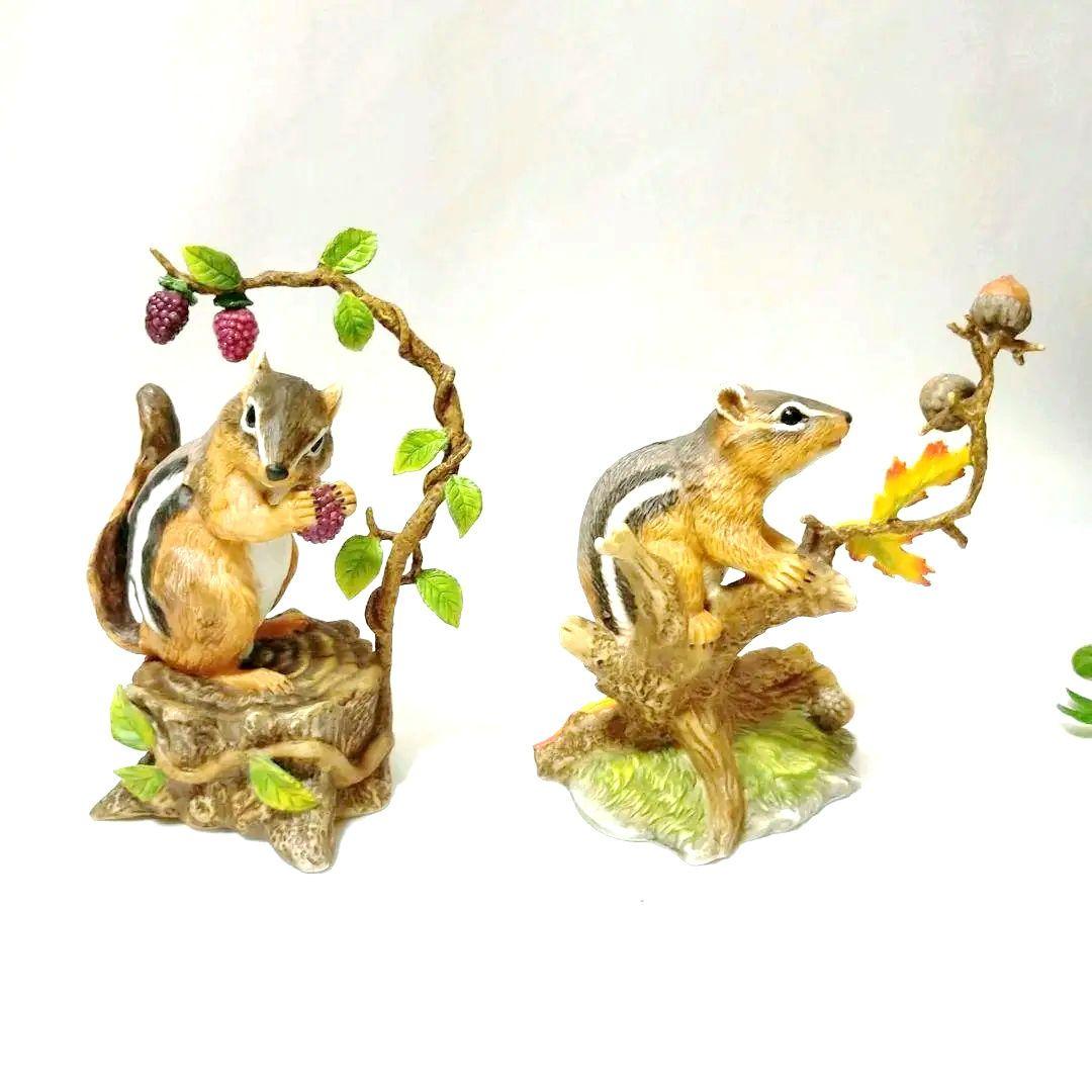 シマリス陶器オブジェ【2個セット】⑤