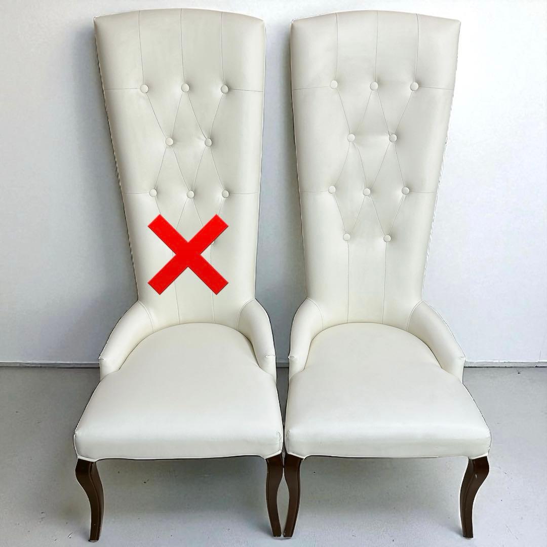 王様 ラウンジチェア 希少 ハイバックチェア アンティーク レザー 椅子 白 ②