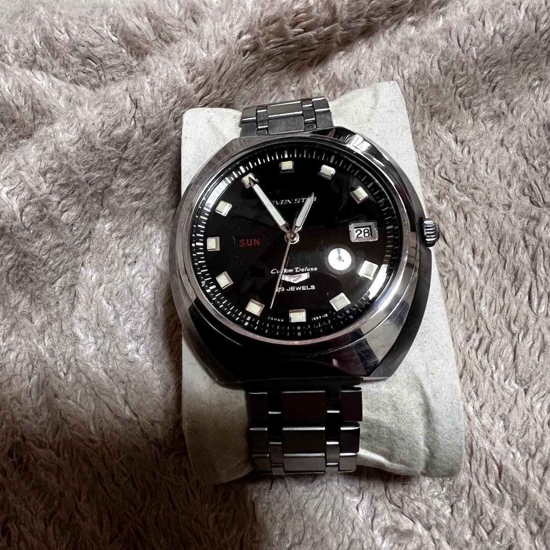 最安値　極上品　美品稼働1968年代物　希少ビンテージ時計ブラックcustom7