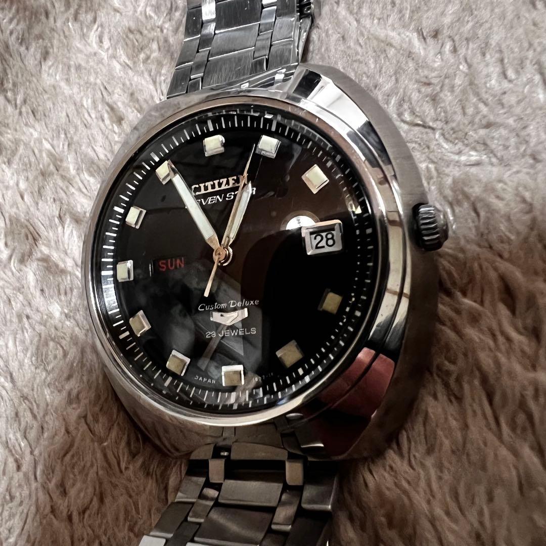 最安値　極上品　美品稼働1968年代物　希少ビンテージ時計ブラックcustom7