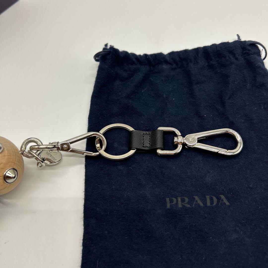 未使用品 PRADA プラダ ロボット ウッド サフィアーノ キーホルダー