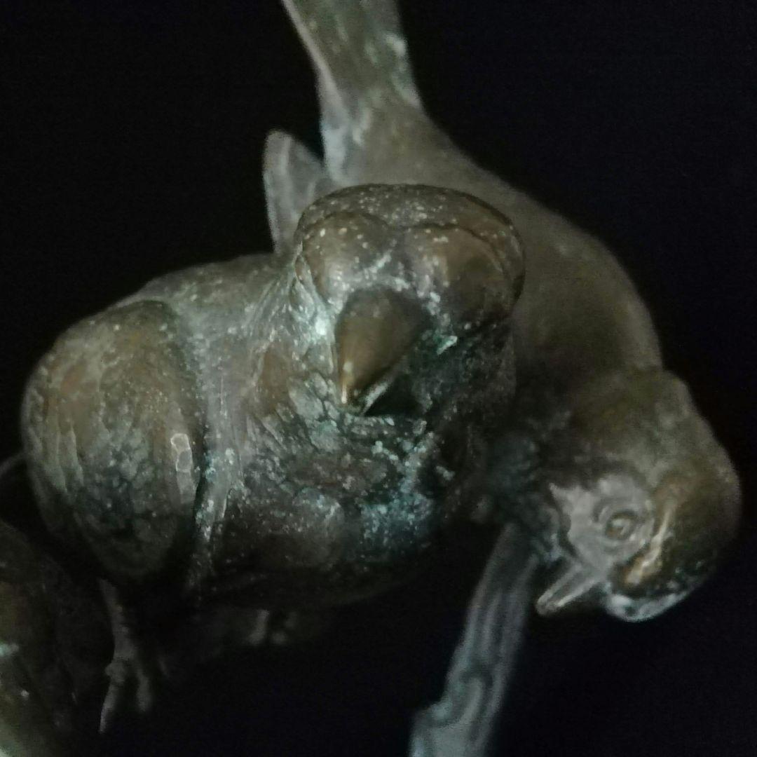 超レア逸品　枝に止まった3羽のスズメ　ブロンズ　W.ROBRA作　アールヌーボー