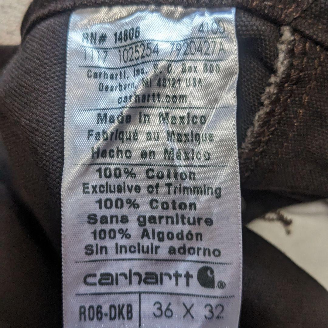 美品 カーハート オーバーオール ダック ダブルニー W36 ダークブラウン