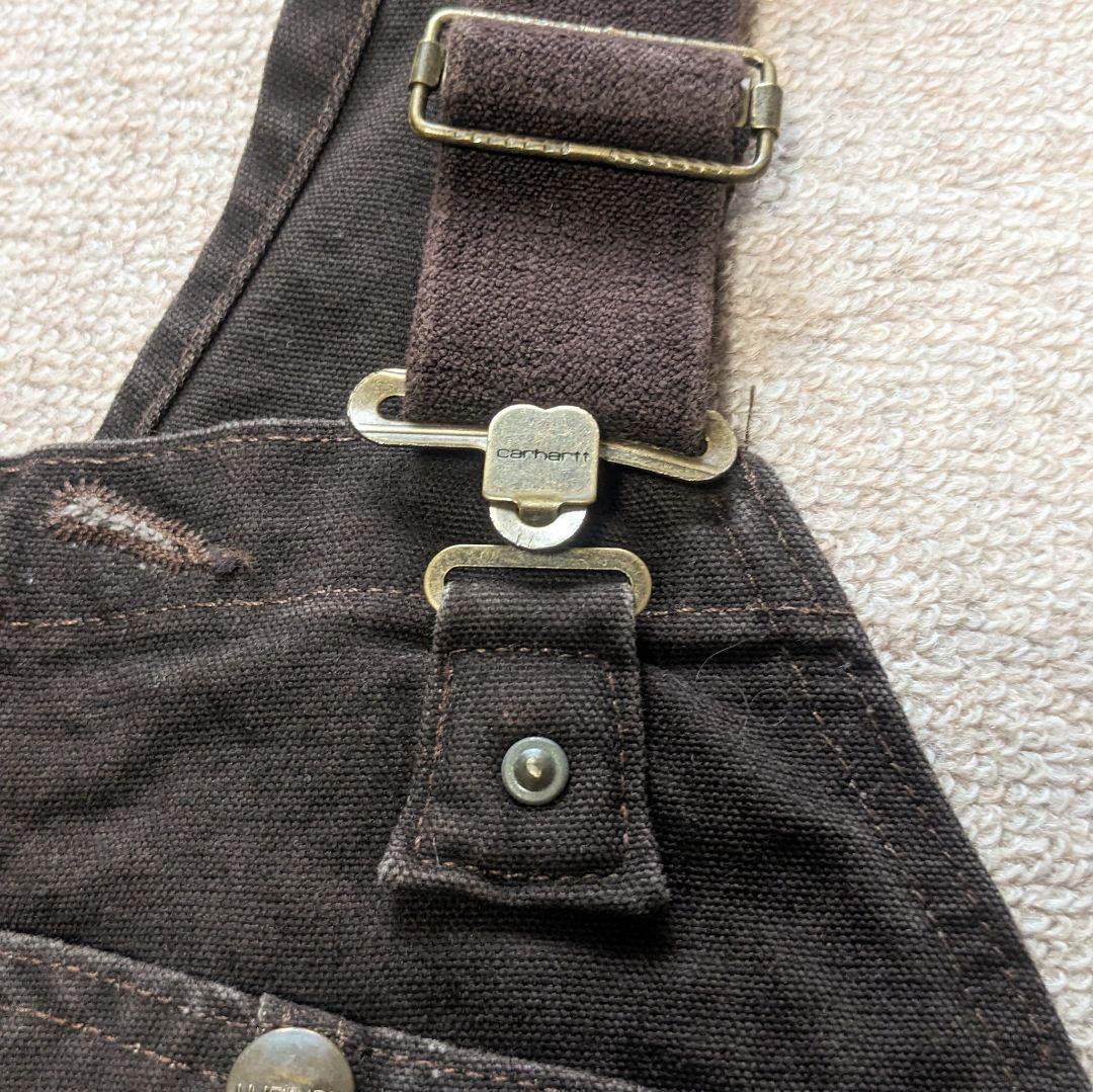 美品 カーハート オーバーオール ダック ダブルニー W36 ダークブラウン
