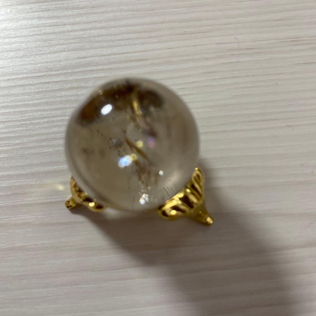 ✨✨レインボースモーキークォーツ丸玉3点セット✨✨台座付き