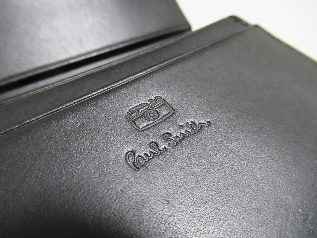 ポールスミス 新品訳あり！マルチストライプイン牛革名刺入れ カードケース 黒