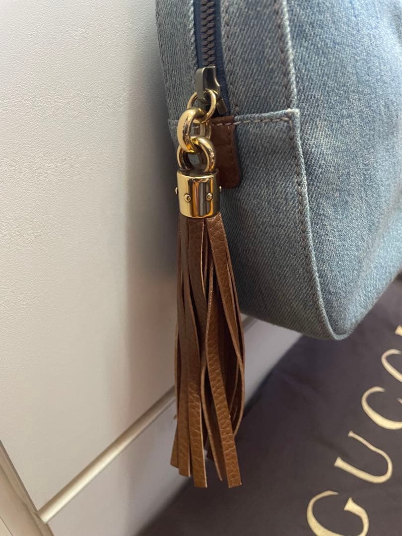 GUCCI デニムブルー ショルダーバッグ 保存袋付き