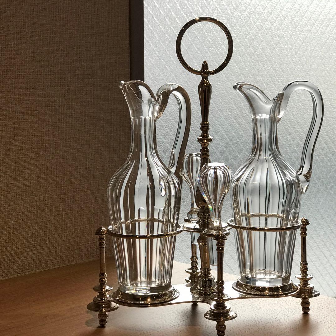 美しい輝きオールドバカラBaccaratクルーエット調味料入れ&クリストフル稀少