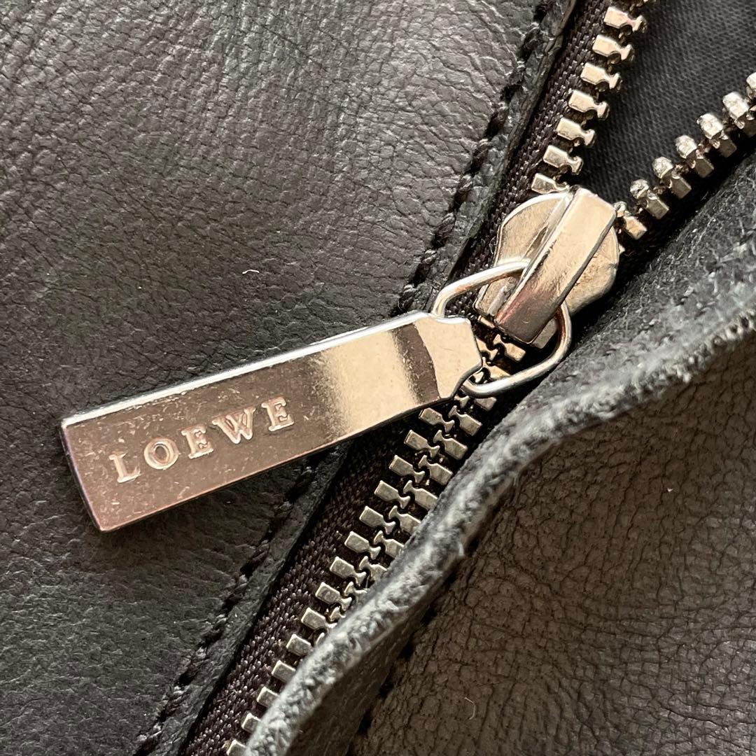 LOEWE ゴートレザー シルク ライダースジャケット ブラック ダブルジップ