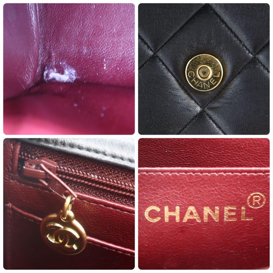 美品　シャネル　ラムスキン　ココマーク　ショルダーバッグ　ブラック