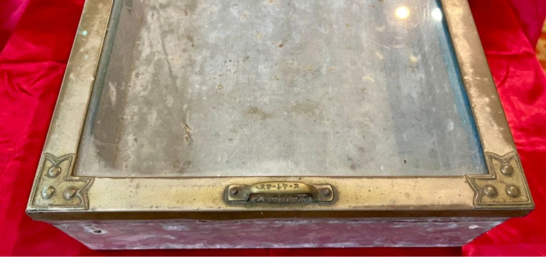 【アンティーク】昭和レトロ ブリキ ガラスショーケース スマートケース 駄菓子屋