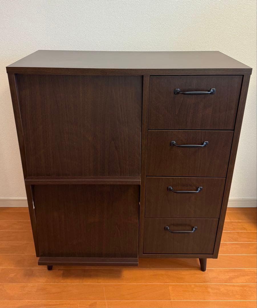 【6/2まで】B-company 引き出し付ブックシェルフ 2枚扉＋4段引き出し