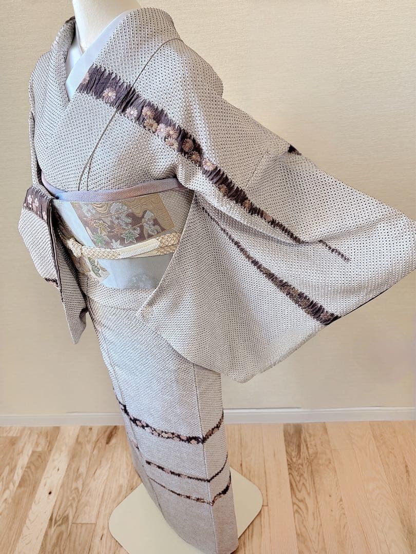 6日引下　訪問着　総絞り　本疋田 やまと 裄66 卒業式　お宮参　高級　M S