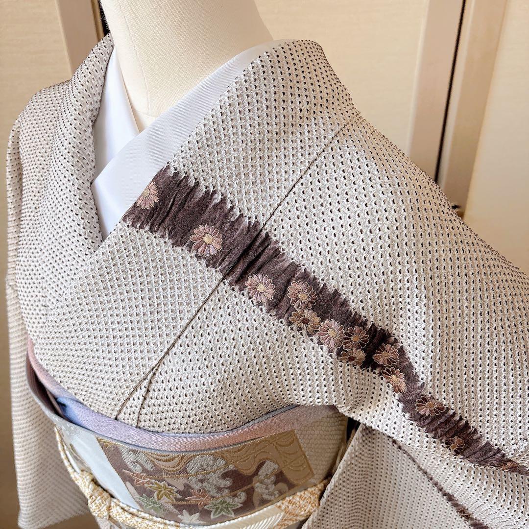 6日引下　訪問着　総絞り　本疋田 やまと 裄66 卒業式　お宮参　高級　M S