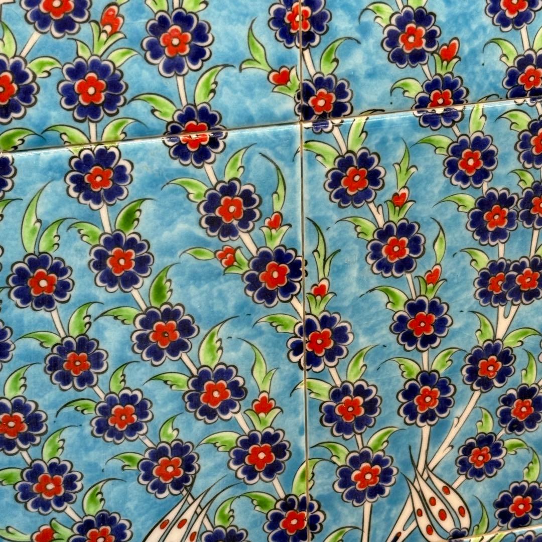 H112K15b トルコ陶器 手書きタイル 額装