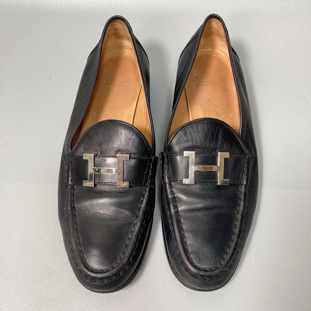 HERMES エルメス コンスタンス ローファー Hロゴ 革靴 37 1/2
