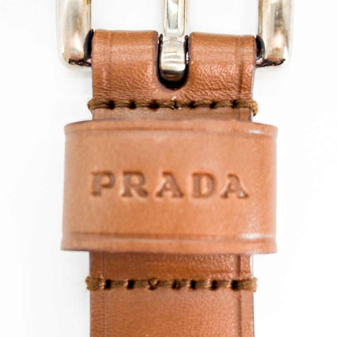 ♡美品♡ PRADA プラダ レザー シルバー金具 ベルト