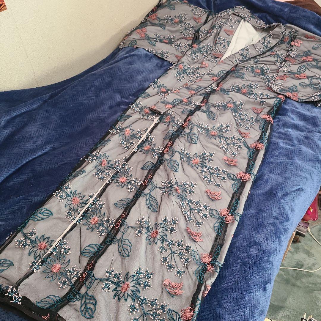 お値下げ！agris着物　刺繍　レース オーガンジー　洗える着物　レース着物