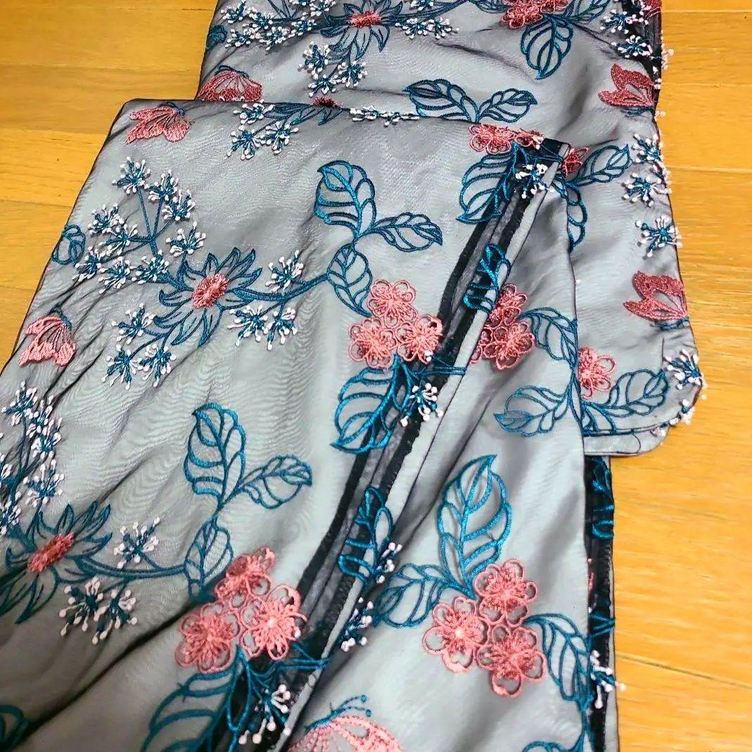 お値下げ！agris着物　刺繍　レース オーガンジー　洗える着物　レース着物