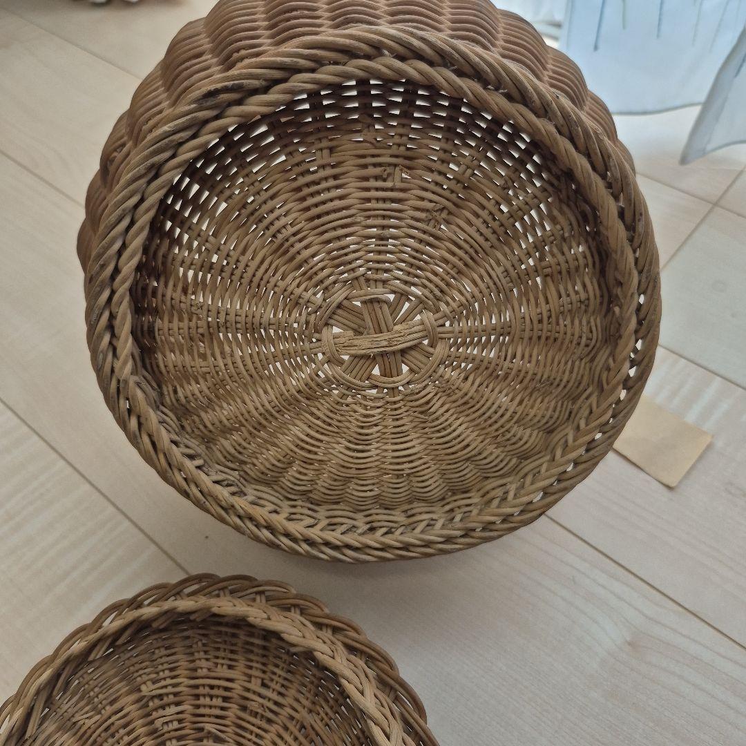 フランスアンティークレース付き　かご　パニエ