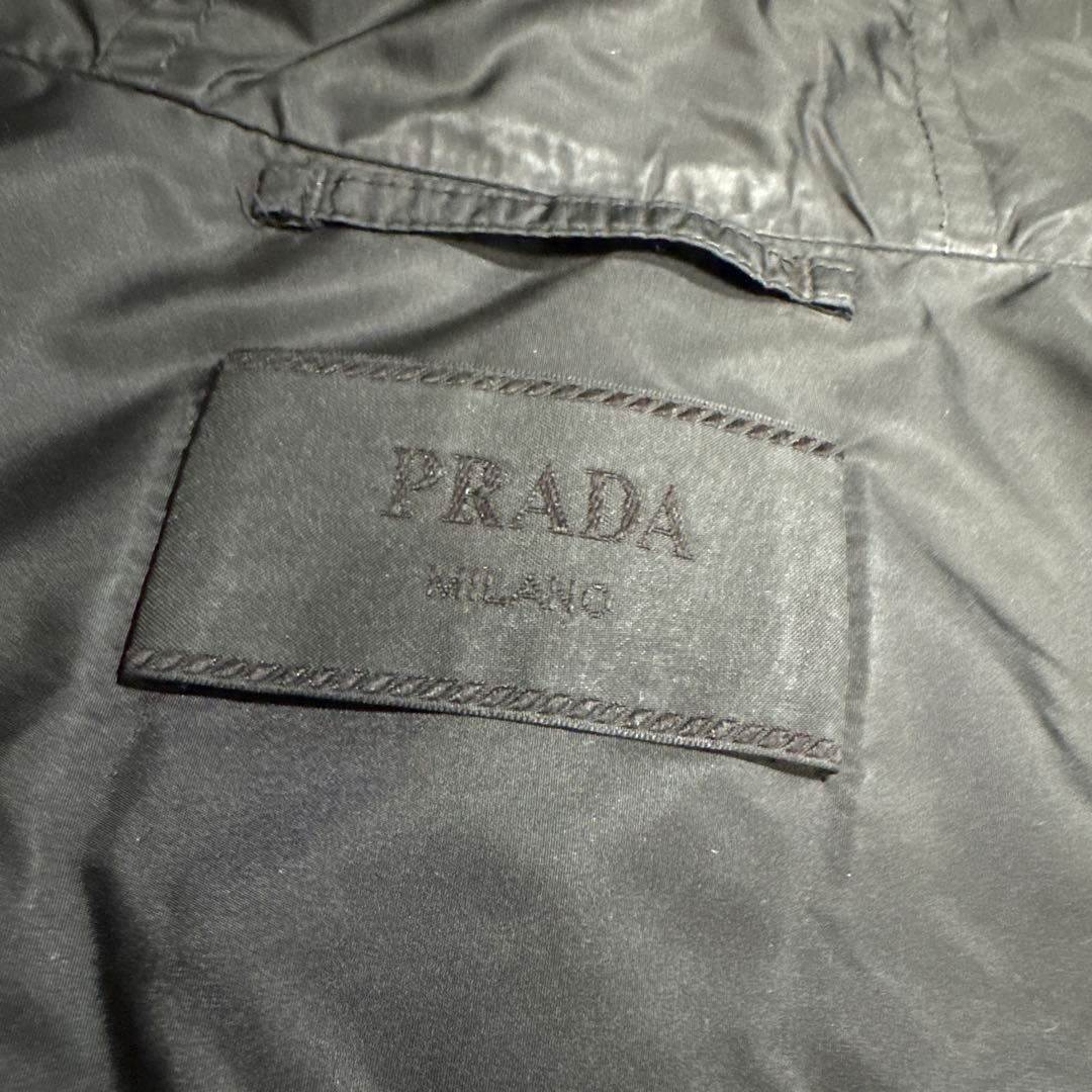 PRADA フード付きロングダウンジャケット 三角ロゴ SGB218 XL