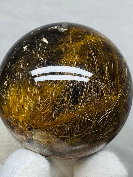 天然水晶球 極上珍品守護石★金針水晶❣️太陽発射ルチルクォーツ★金の花火★