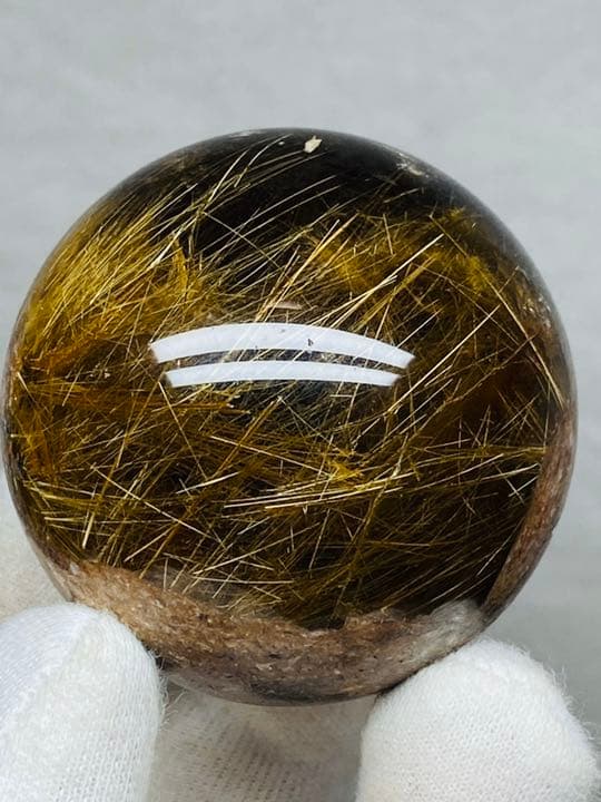 天然水晶球 極上珍品守護石★金針水晶❣️太陽発射ルチルクォーツ★金の花火★