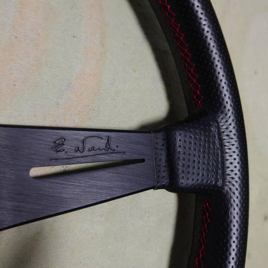 NARDIスポーツ36 Φブラック パンチングレザーレッドステッチ