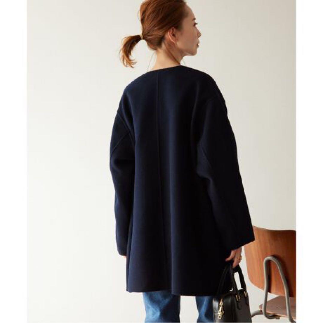 ジャーナルスタンダード レリューム ウールナイロン リバー ミドルコート 紺