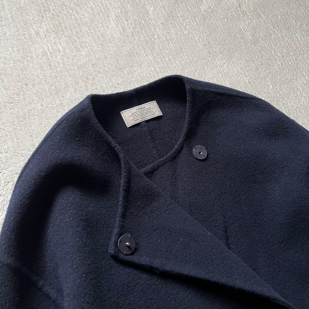 ジャーナルスタンダード レリューム ウールナイロン リバー ミドルコート 紺