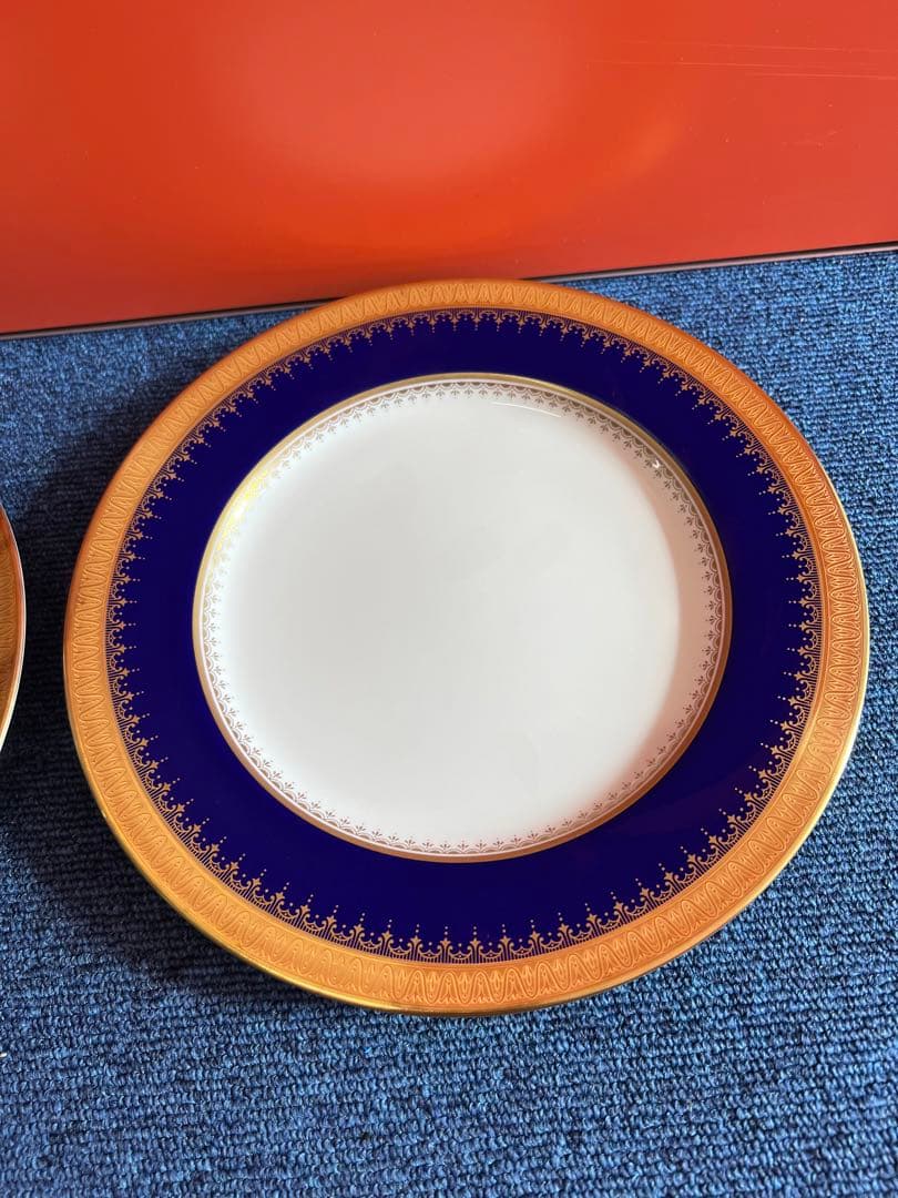 1386  ナルミ　瑠璃片葉金蝕　皿　2客