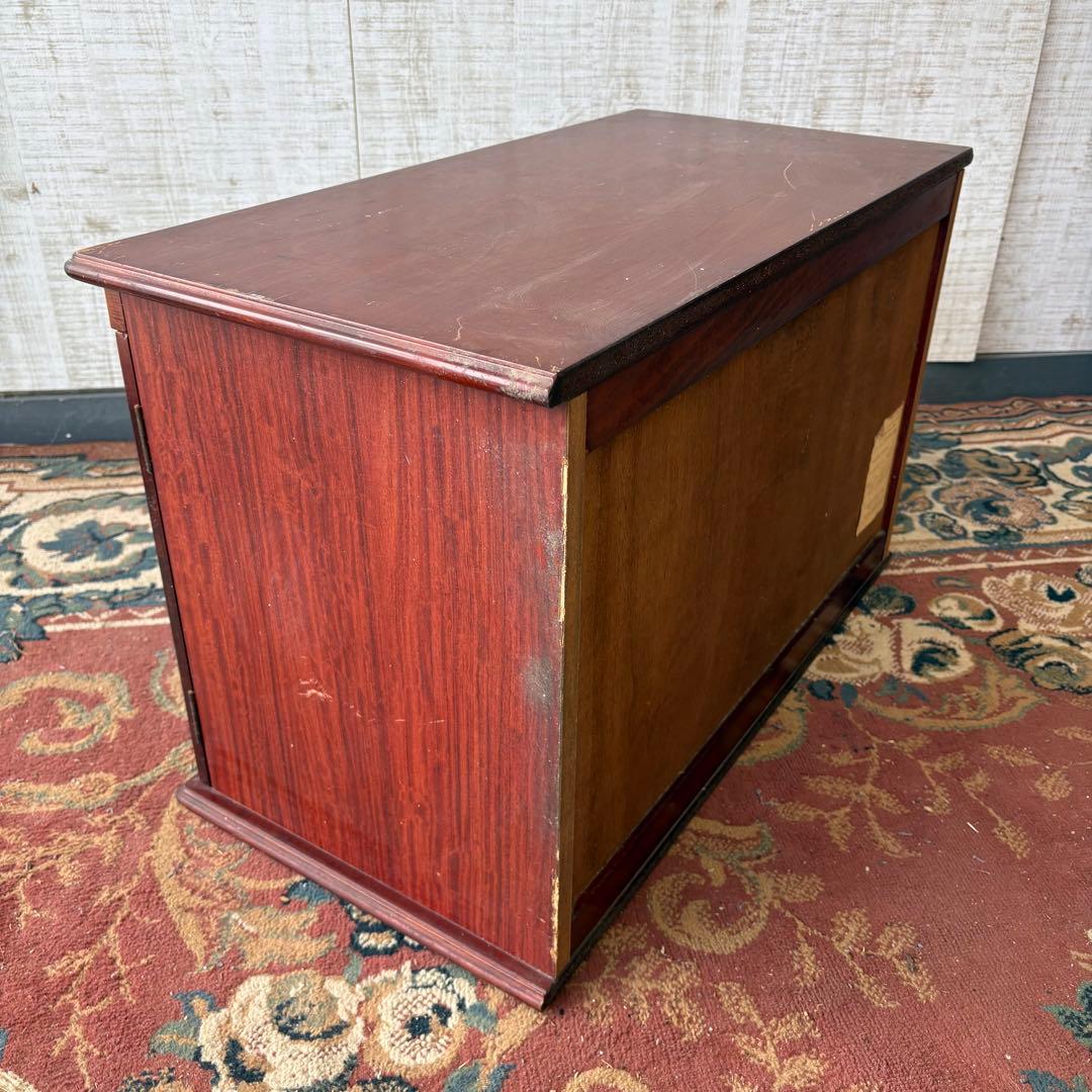 昭和レトロ 四国工芸 窓枠風ガラス扉 木製レコードラック キャビネット ラック