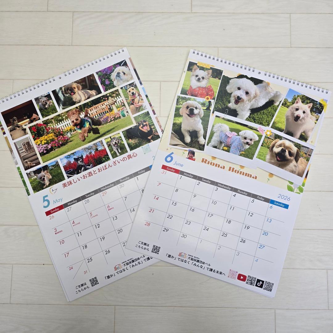 ①『犬』壁掛けチャリティーカレンダー5枚セット