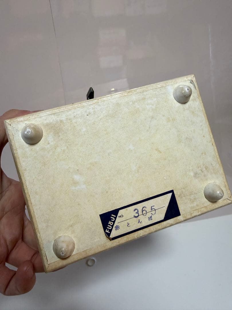 昭和レトロ FUJI 赤とんぼ バレリーナ回転オルゴール宝石箱 少女柄　当時物