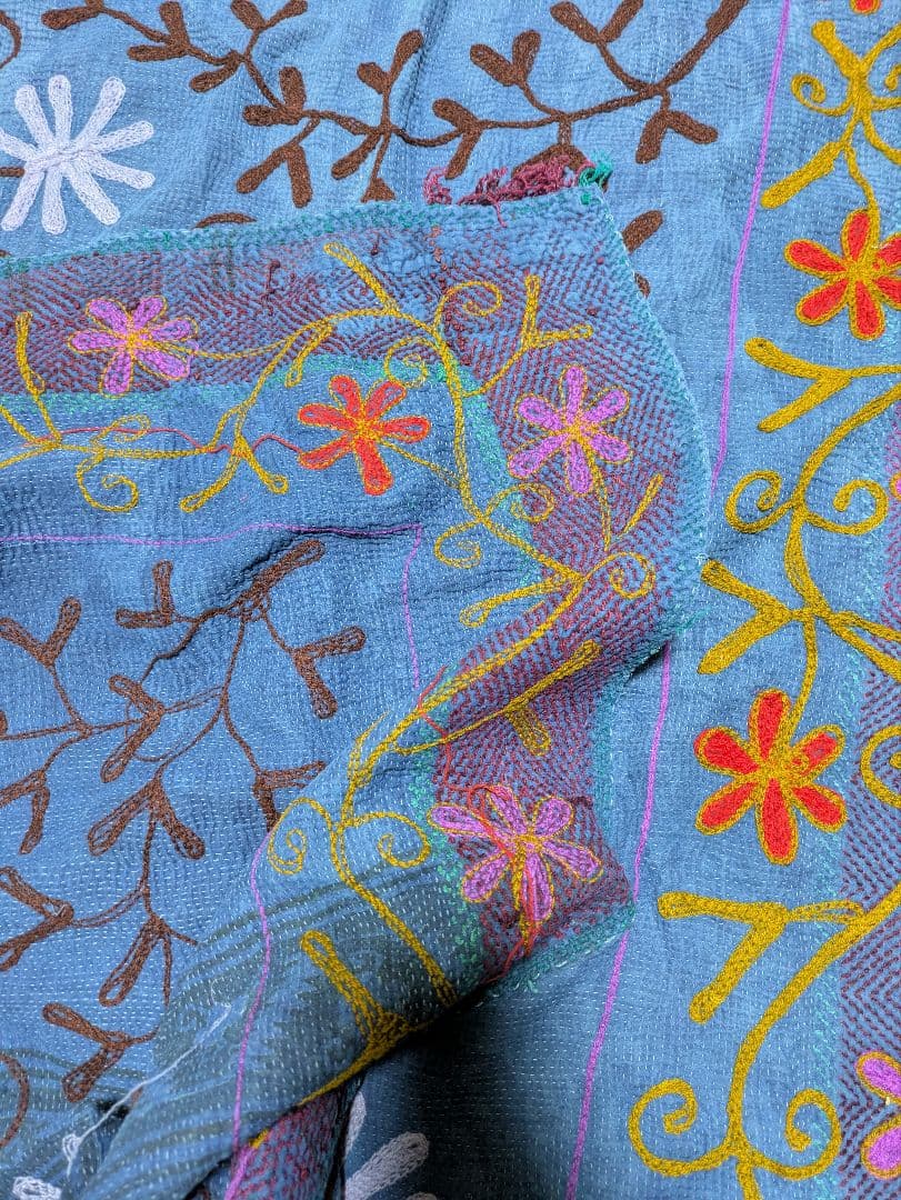 #158 ヴィンテージ / カンタキルト / ソファカバー スザニ刺繍 / 大判