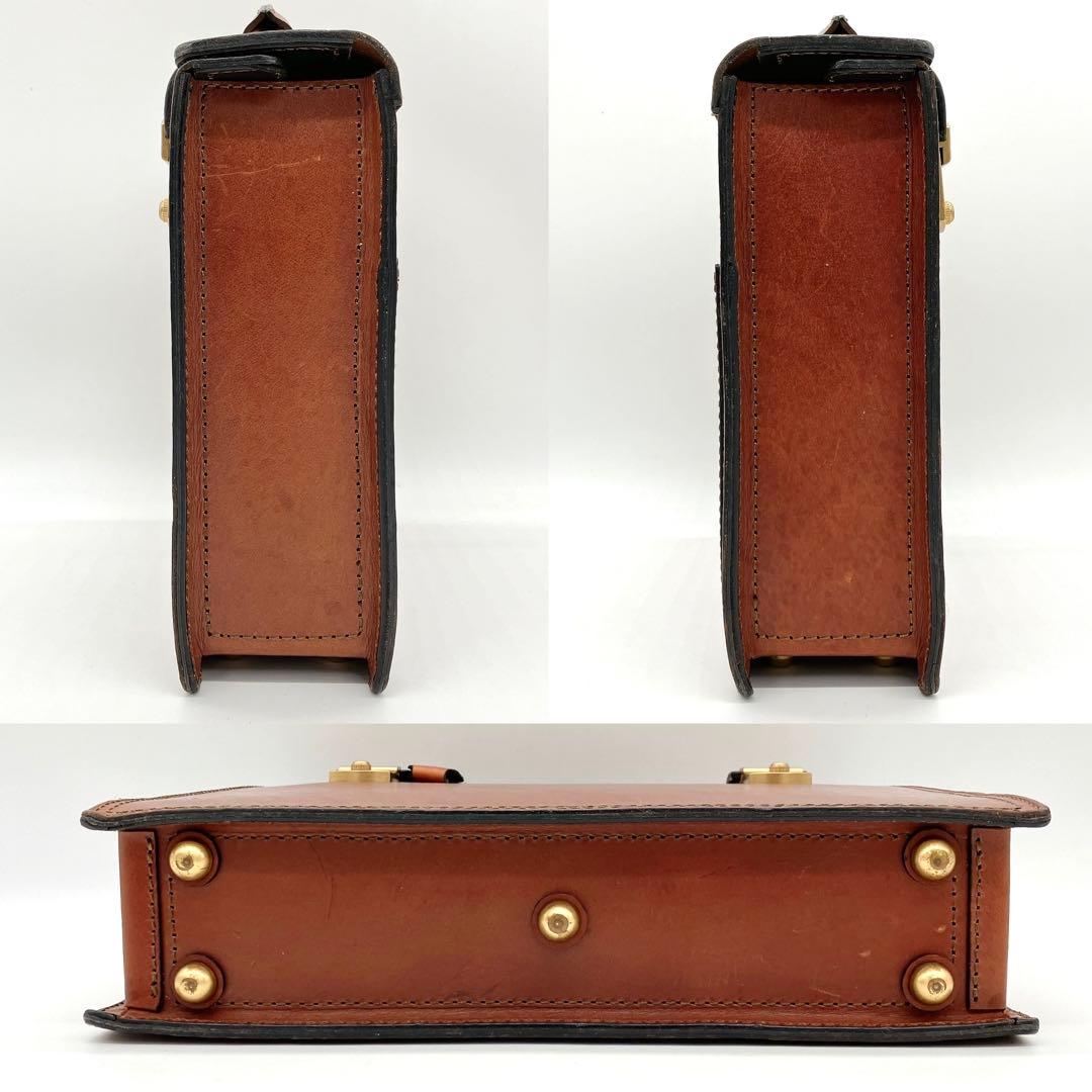 【HERZ】パイロットケース　ビジネスバッグ　レザー　ブラウン.