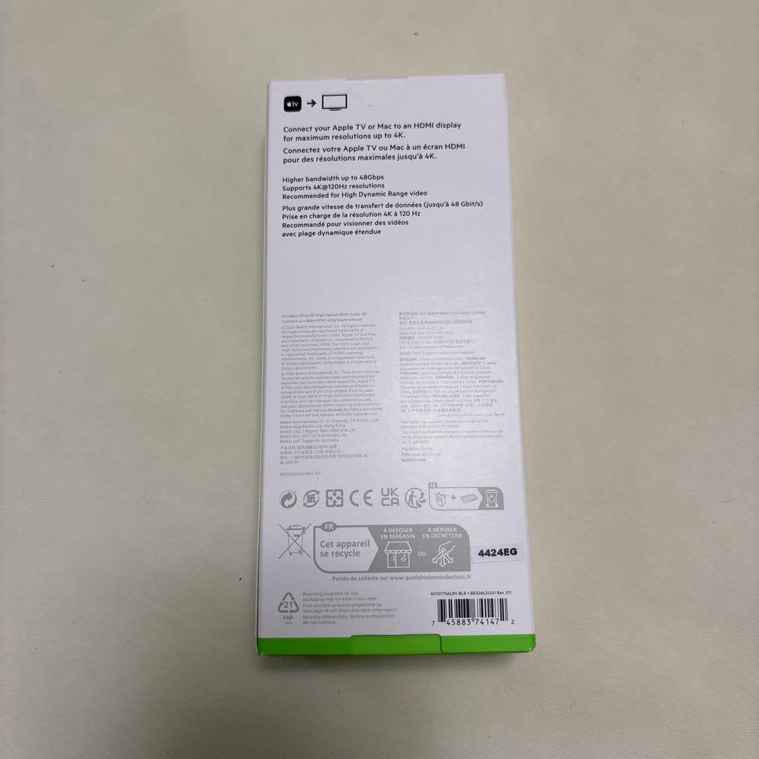 アップルTV4K belkin HDケーブルセット