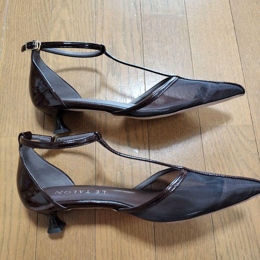 LE TALON 3.5cmTストラップシアーパンプスブラウン サンダル